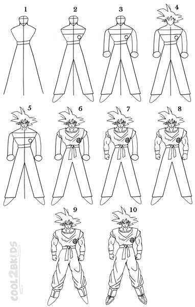 How to Draw Goku (Step by Step Pictures) | Cool2bKids