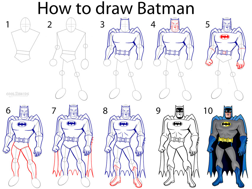 How to draw Batman (Step by Step Pictures) Cool2bKids