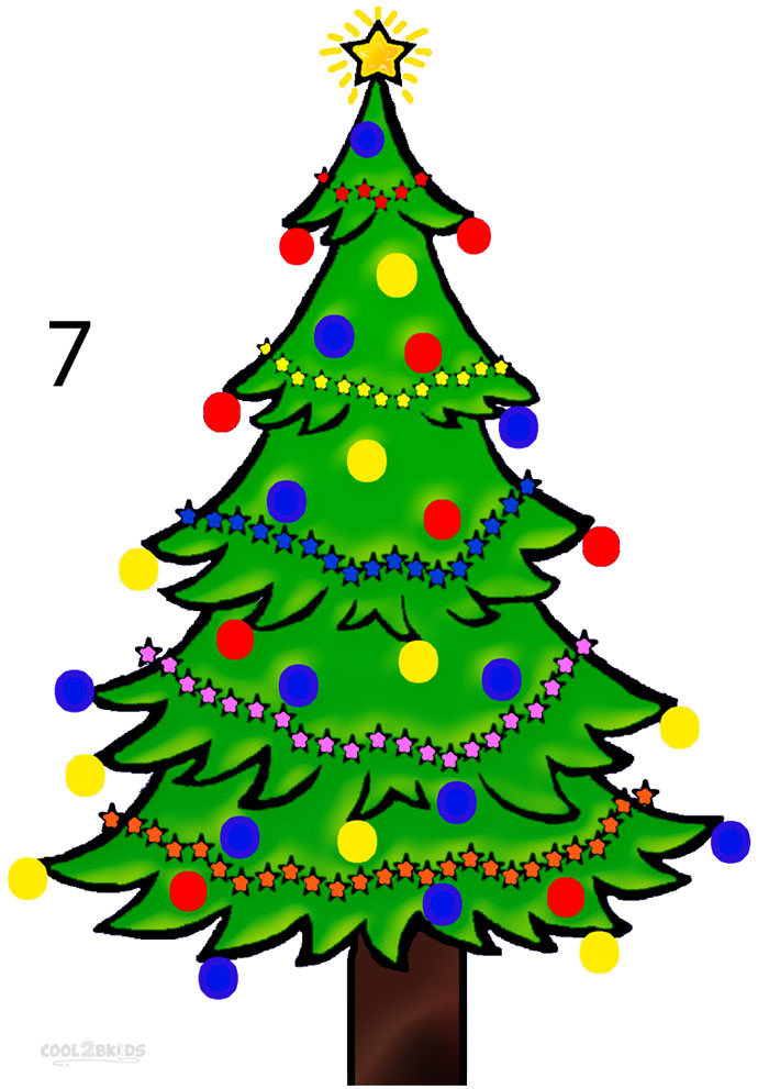 How to Draw a Christmas Tree (Step by Step Pictures) | Cool2bKids