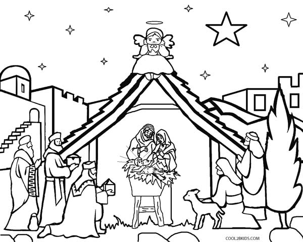 nativity christmas coloring pages for kids - photo #29