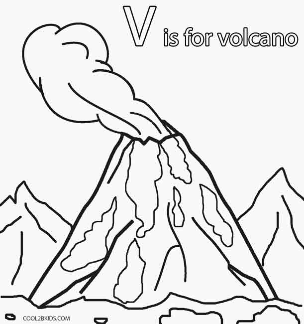 v is for volcano coloring pages - photo #18