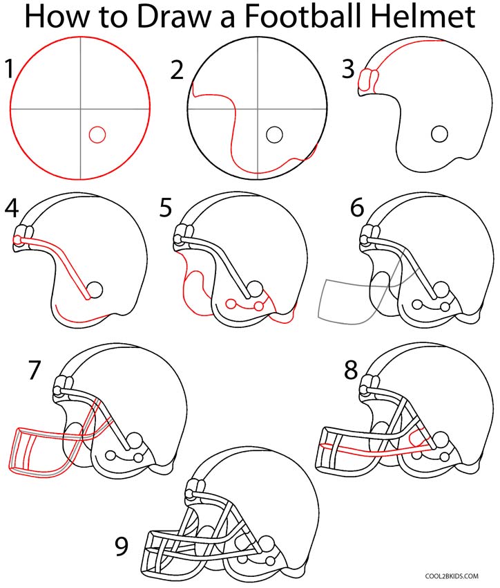 How To Draw A Football Helmet Step By Step Pictures Cool2bKids