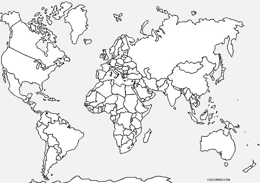 Printable World Map Coloring Page For Kids | Cool2bKids