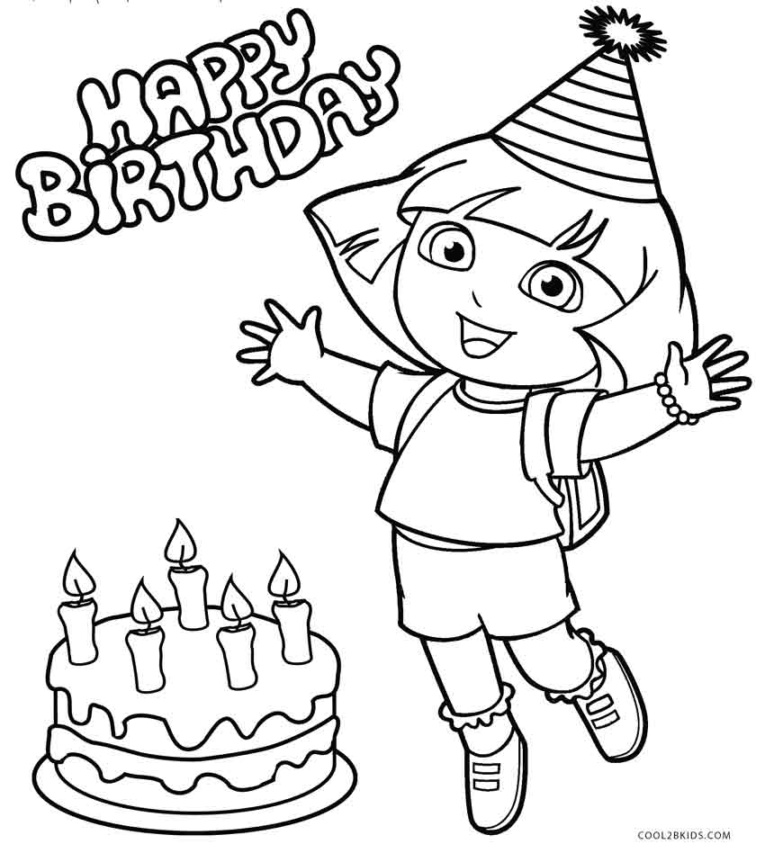 Dora Birthday Coloring Pages