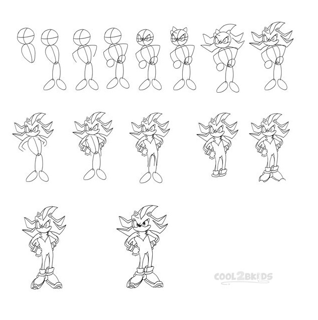 How to draw Sonic step by step 