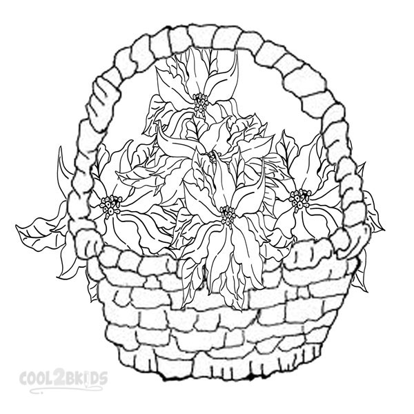 Poinsettia Coloring Page Kids Printable Pictures