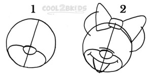 How To Draw Minnie Mouse Step 1