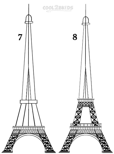 How To Draw The Eiffel Tower (Step by Step Pictures) | Cool2bKids