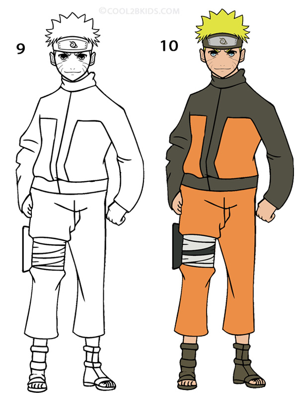 How to draw Naruto, Naruto full body step by step