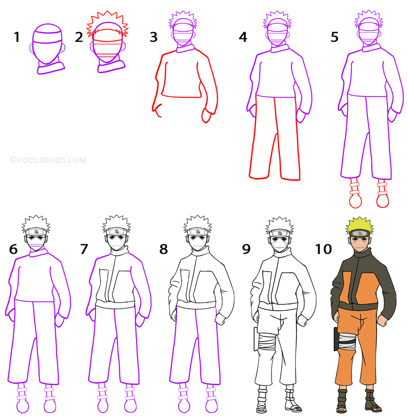 Easy to draw  how to draw kid naruto step-by-step using just a