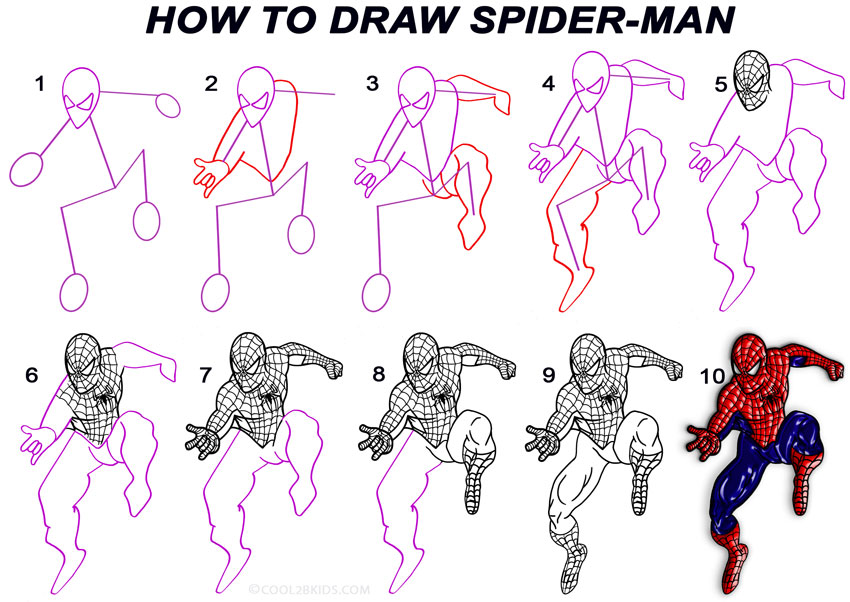 How to Draw Spider Man (Step by Step Pictures)