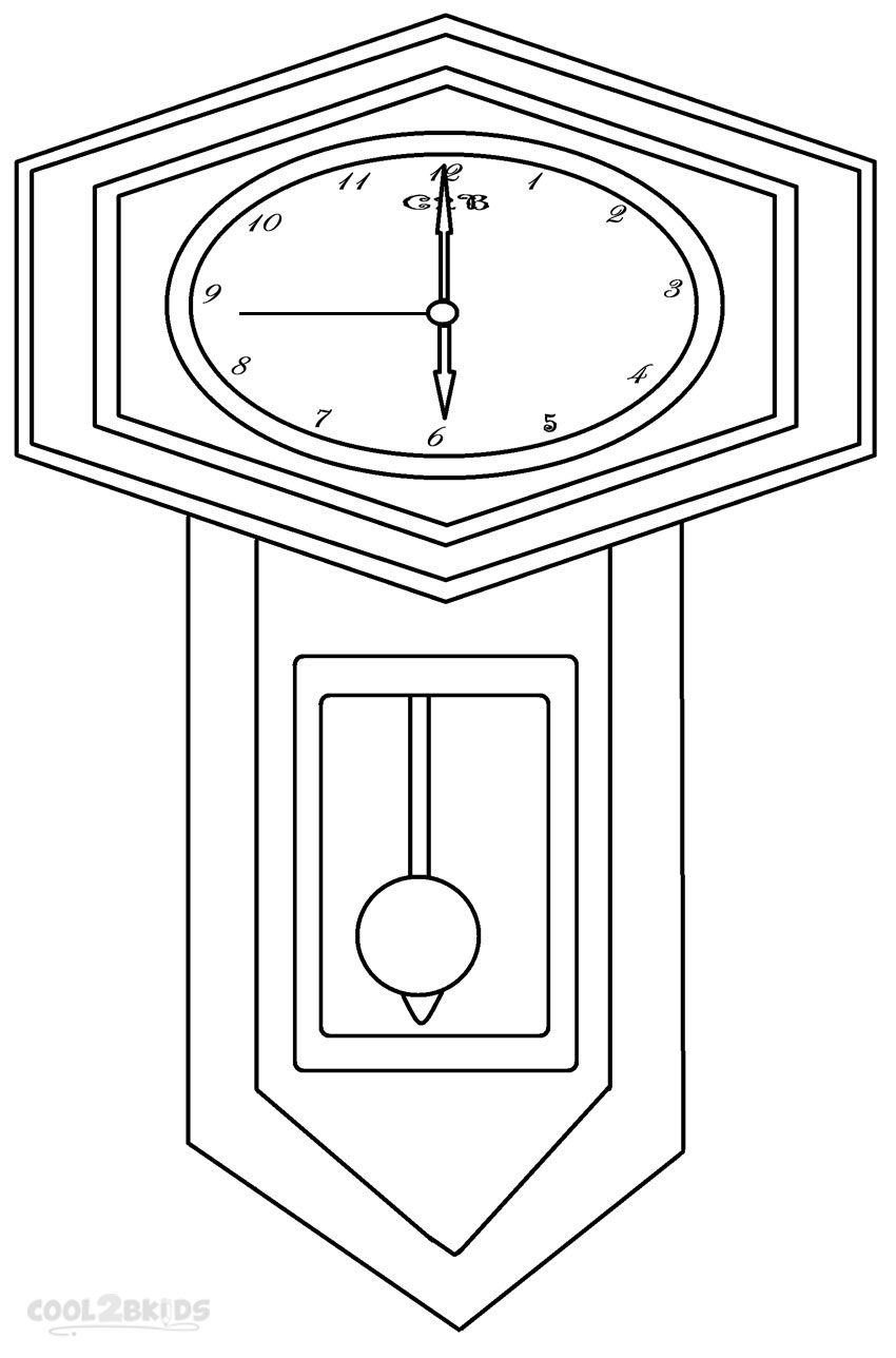 Printable Clock Coloring Pages For Kids