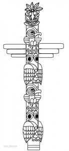 Totem Pole Faces Coloring Pages