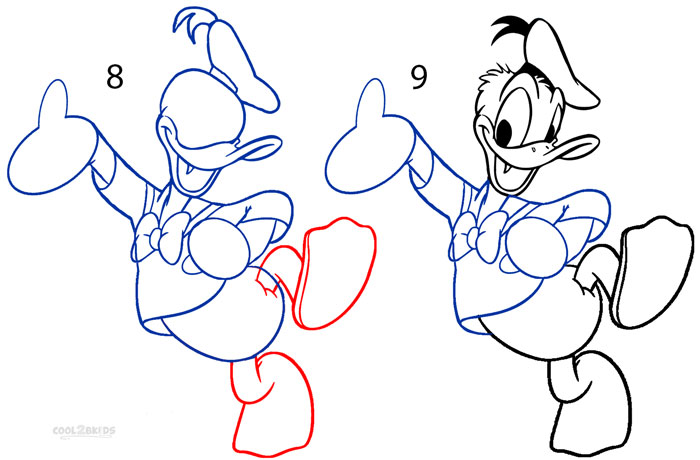 How to Draw Donald Duck Step 4.