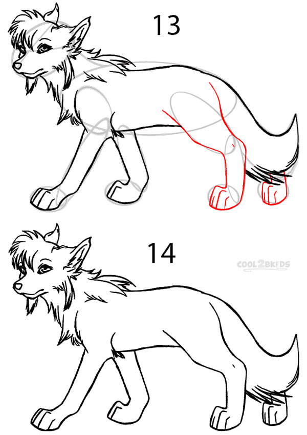 How to Draw a Cartoon Wolf (Anime Step by Step Pictures)