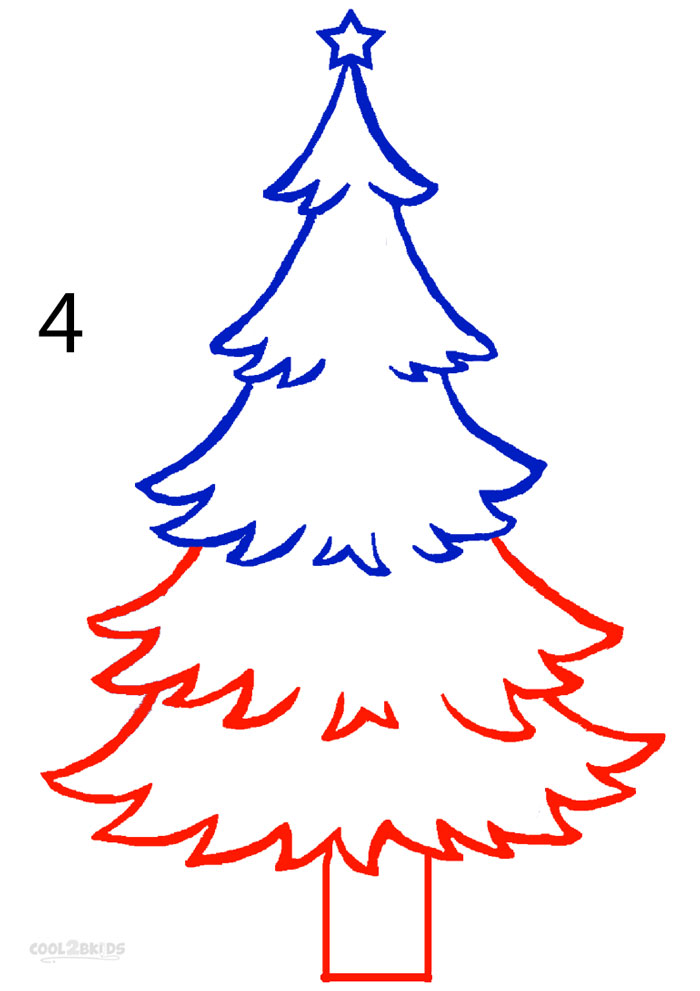 How To Draw A Christmas Tree Step By Step Pictures