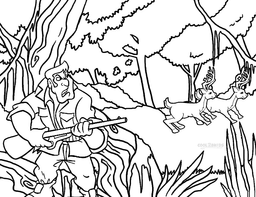 Deer Hunting Coloring Pages For Kids 1