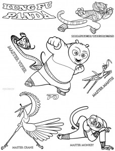 Kung Fu Furious Five Panda Coloring Pages