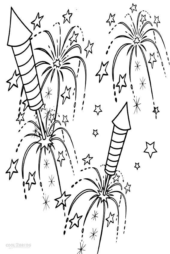 Printable Fireworks Coloring Pages For Kids