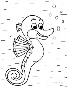 Cartoon Seahorse Coloring Pages