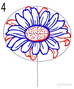 How to Draw a Sunflower Step 4
