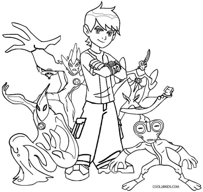 Ben 10 Action Scene Coloring Page