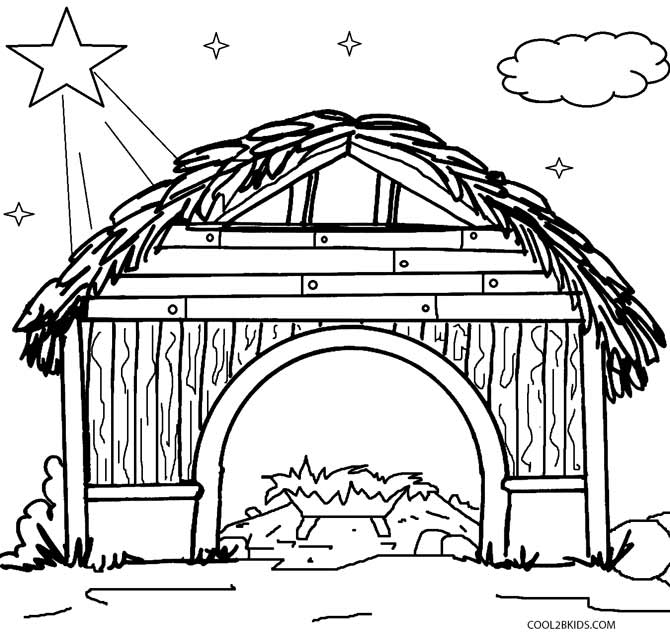 Printable Nativity Scene Coloring Pages For Kids