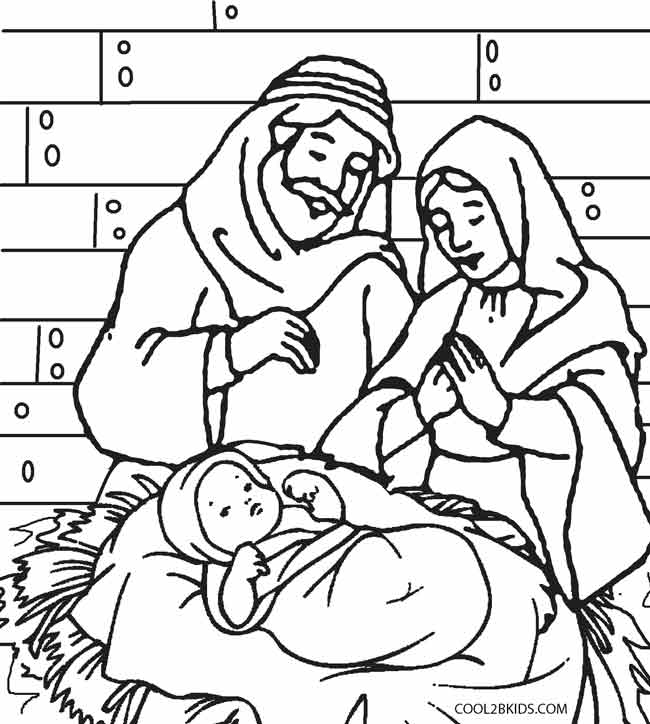 Printable Nativity Scene Coloring Pages for Kids