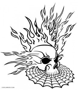 Flaming Skull Coloring Pages