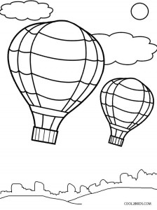 Hot Air Balloon Coloring Page Template