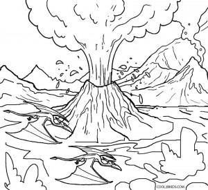 V is for Volcano Coloring Pages