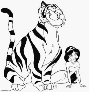 Jasmine and Tiger Coloring Pages