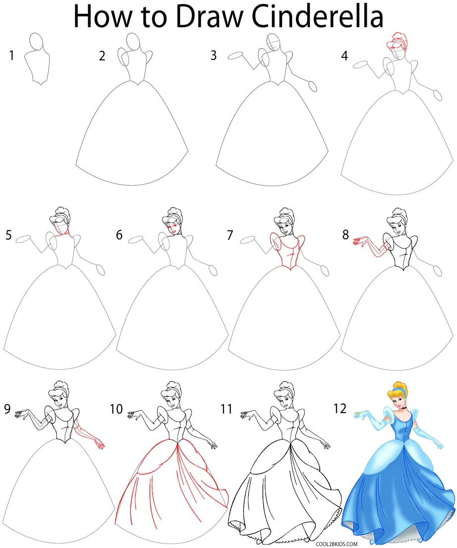  How to Draw  Cinderella  Step by Step Pictures 