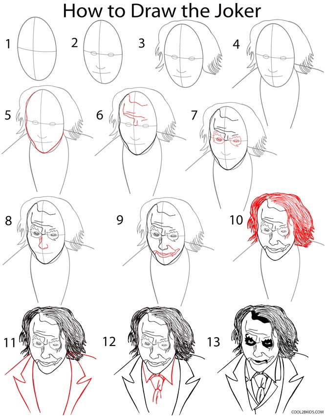 How to Draw the Joker (Step by Step Pictures) Cool2bKids
