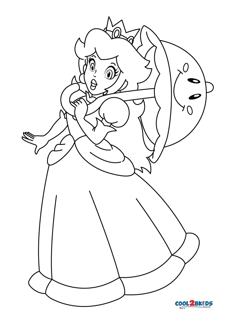 super mario princess peach coloring pages