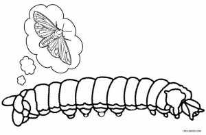 Caterpillar and Butterfly Coloring Pages