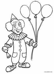 Clown with Balloons Coloring Pages