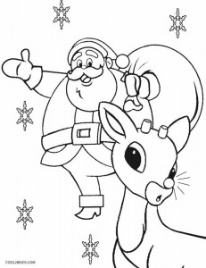 Santa and Rudolph Coloring Pages