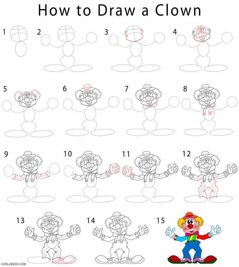How to Draw a Clown Step by Step