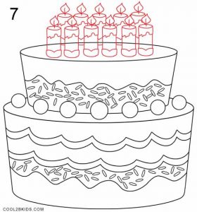 How to Draw a Birthday Cake Step 7