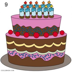 How to Draw a Birthday Cake Step 9