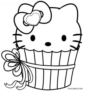 Hello Kitty Cupcake Coloring Page