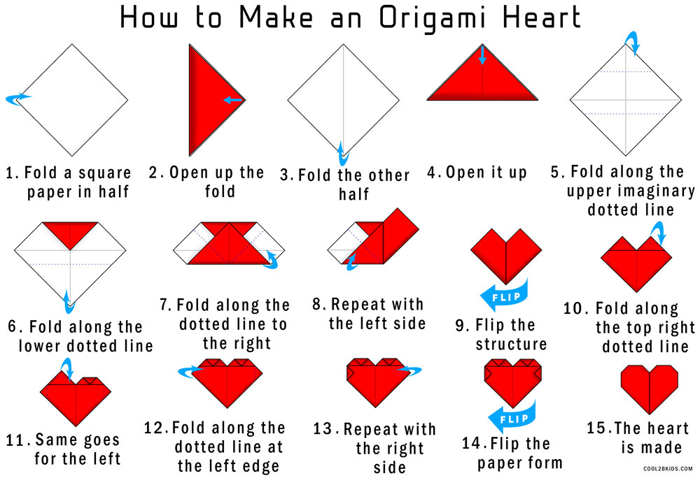 Download Easy Instructions to Fold an Origami Red Paper Heart | Cool2bKids