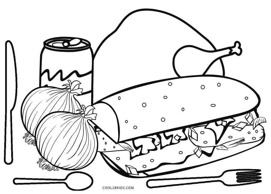 free printable food coloring pages for kids