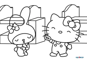 my melody and hello kitty coloring pages