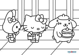 my melody and hello kitty coloring pages