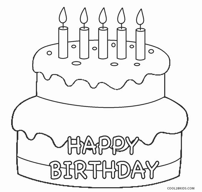 Birthday Cake Coloring Page Printable Printable World Holiday