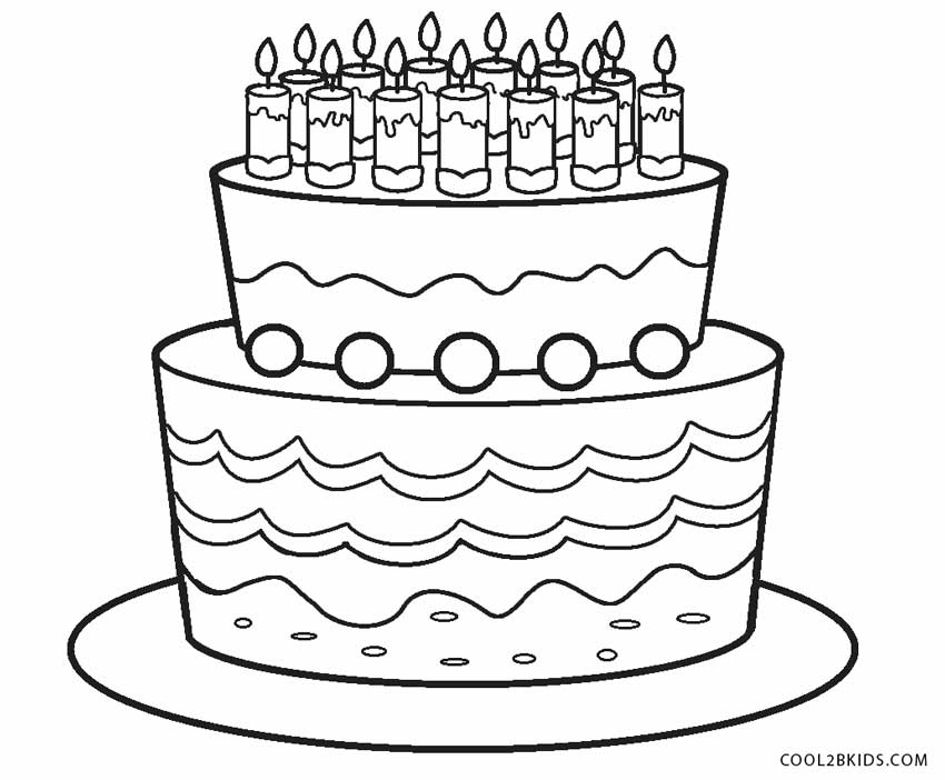 Birthday Cake Coloring Page 4