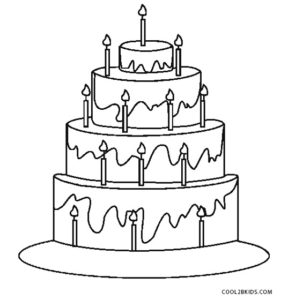 Birthday Cake Coloring Pages Free Printable Landscape 2
