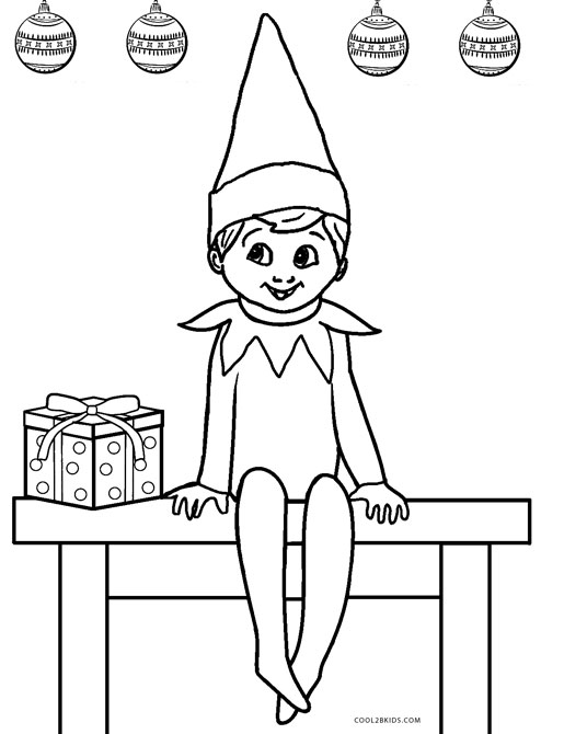 printable elf on shelf coloring pages